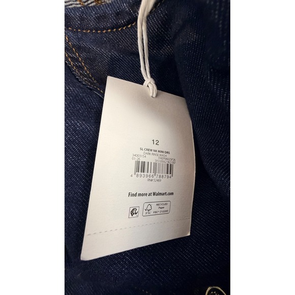 Free Assembly Womens Dark Rinse Denim Sleeveless Crew Neck Mini Dress S 12 NWT - Picture 4 of 4